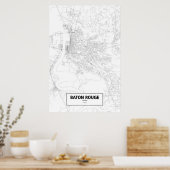Baton Rouge, Louisiana (zwart op wit) Poster (Keuken)