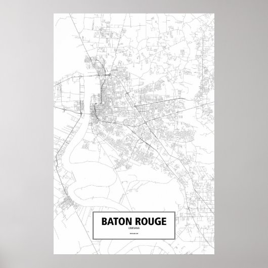 Baton Rouge, Louisiana (zwart op wit) Poster (Voorkant)