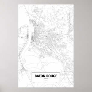 Baton Rouge, Louisiana (zwart op wit) Poster