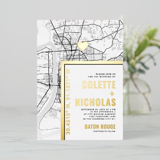 Baton Rouge Love Locator | Stadsweddenschap Folie Uitnodiging (Staand Voorkant)
