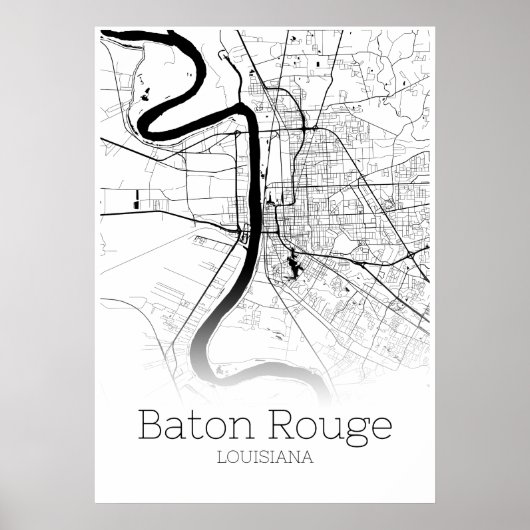 Baton Rouge Map - Louisiana - City Map Poster (Voorkant)