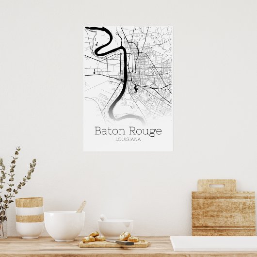 Baton Rouge Map - Louisiana - City Map Poster (Keuken)