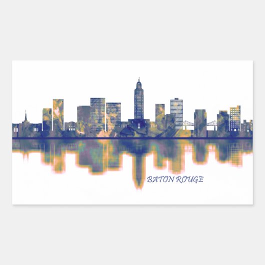 Baton Rouge Skyline Rechthoekige Sticker (Voorkant)