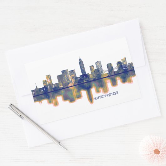 Baton Rouge Skyline Rechthoekige Sticker (Envelop)