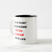 baton twirler, geweldige tweekleurige koffiemok (Voorkant links)