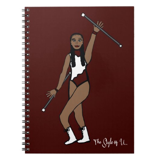 Baton Twirler White Burgundy Accent B Notitieboek (Voorkant)