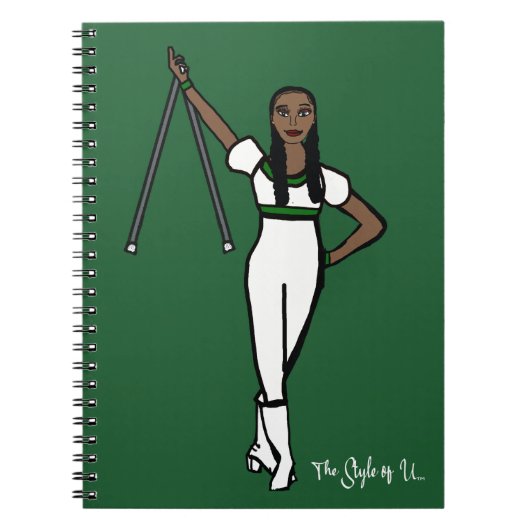 Baton Twirler White Green Accent B Notitieboek (Voorkant)