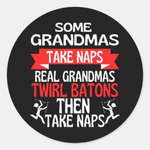 Baton Twirling Grandma Retro Twirler Athlete Ronde Sticker
