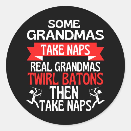Baton Twirling Grandma Retro Twirler Athlete Ronde Sticker (Voorkant)