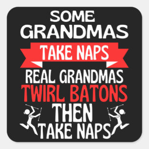 Baton Twirling Grandma Retro Twirler Athlete Vierkante Sticker