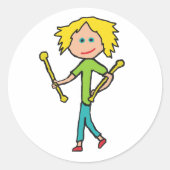 Baton Twirling Ronde Sticker (Voorkant)