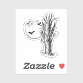 Bats, a Dead Tree, Full Moon Halloween Sticker (Vel)
