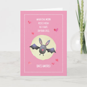 Bats Amore Cute Bat Valentijnskaart 5x7" Vouwbare Kaart