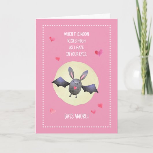 Bats Amore Cute Bat Valentijnskaart 5x7" Vouwkaart Kaart (Voorkant)