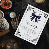 Bats and Bows Halloween Baby shower Gothic Bedankkaart