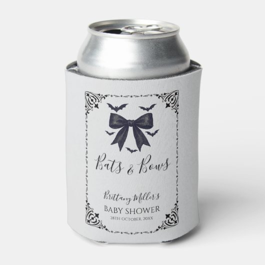 Bats and Bows Halloween Baby shower Gothic Blikjeskoeler (Blikje Voorkant)