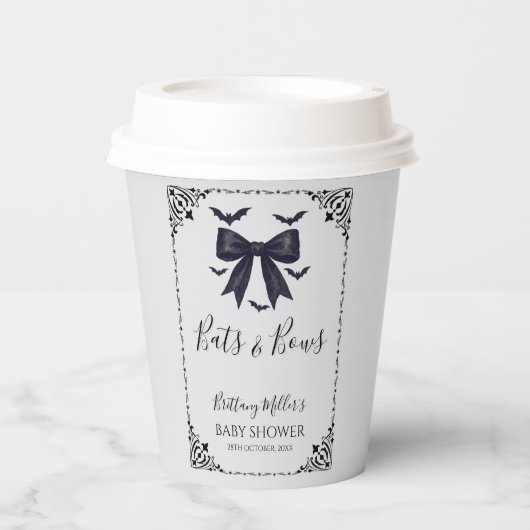 Bats and Bows Halloween Baby shower Gothic Papieren Bekers (Voorkant)