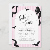 Bats and Bows Halloween Baby Shower Invitation Kaart (Voorkant)