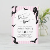 Bats and Bows Halloween Baby Shower Invitation Kaart (Staand voorkant)