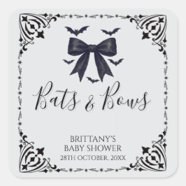 Bats and Bows Halloween Baby shower Vierkante Sticker