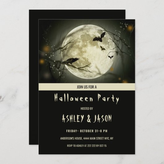 Bats and Crow Halloween Kaart (Voorkant / Achterkant)