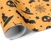 Bats and Spider Webs Spooky Halloween Geel Cadeaupapier (Rol Hoek)