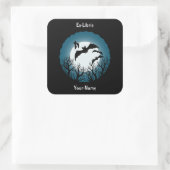 Bats and Trees Against the Moon Bookplate Vierkante Sticker (Tas)