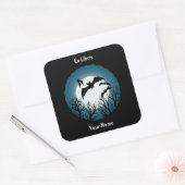Bats and Trees Against the Moon Bookplate Vierkante Sticker (Envelop)
