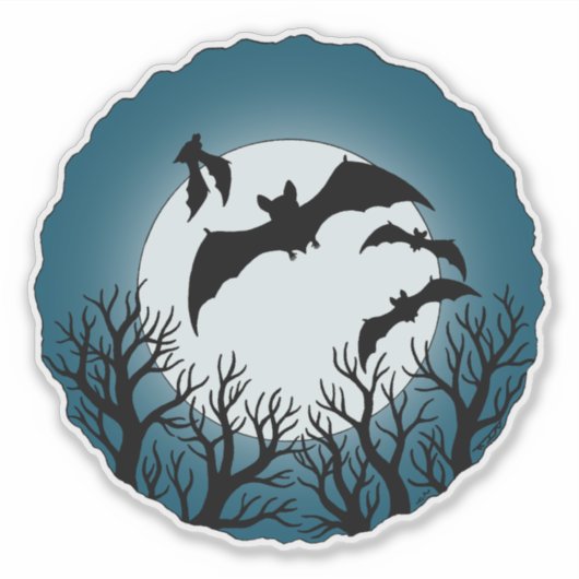 Bats and Trees Against the Moon Sticker (Voorkant)