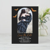 Bats Arch Foto Halloween bruiloft Bewaar de datum Save The Date (Staand voorkant)