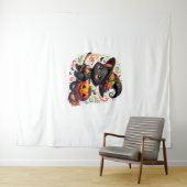 Bats Black Cat Witch Pet Wand Pumpkin Schattige Ha Wandkleed (In Situ (horizontaal))