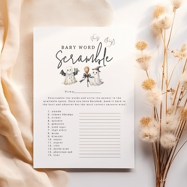 Bats & Bows 'Woordpuzzel' Baby Shower Spel (Creator heeft geüpload)