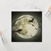 Bats by the Moon op Halloween Kaart (Voorkant / Achterkant in situ)
