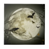 Bats by the Moon op Halloween Tegeltje (Voorkant)
