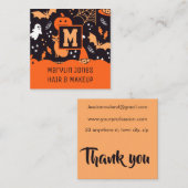 BATS CATS EN GHOSTHALLOEEN VIERKANTE VISITEKAARTJE (Voorkant / Achterkant)