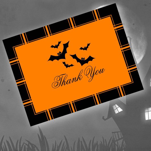 Bats Dank je Halloween Oranje Briefkaart