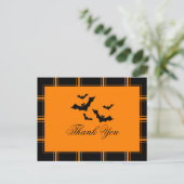 Bats Dank je Halloween Oranje Briefkaart (Staand voorkant)