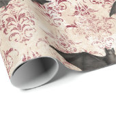Bats en Bourgogne Damask Cadeaupapier (Rol Hoek)