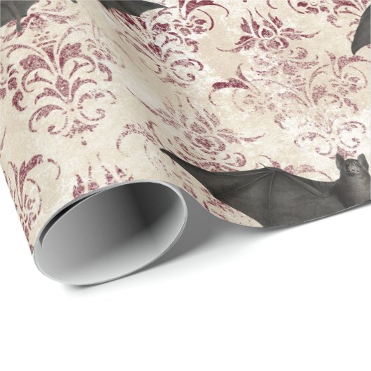 Bats en Bourgogne Damask Cadeaupapier (Rol Hoek)