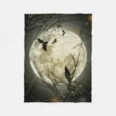 Bats fly Crow zit voor Halloween Full Moon Fleece Deken (Voorkant)