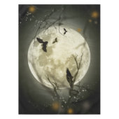 Bats fly Crow zit voor Halloween Full Moon Tafelkleed (Voorkant)