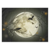 Bats fly Crow zit voor Halloween Full Moon Tafelkleed (Voorkant (Horizontaal))