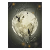 Bats fly Crow zit voor Halloween Full Moon Tafelkleed (Voorkant)