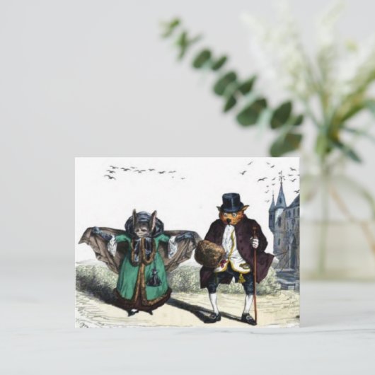 Bats gekleed als mensen briefkaart (Staand voorkant)