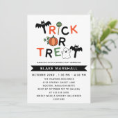 Bats Ghost Trick or treat Halloween Party Kaart (Staand voorkant)