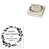 Bats & Ghost Wreath Happy Halloween Rubberstempel (Gestempeld)