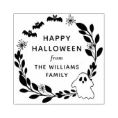 Bats & Ghost Wreath Happy Halloween Rubberstempel (Afrduk)