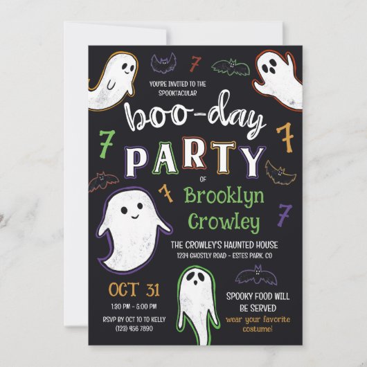 Bats & Ghosts Spooktacular Boo-Day Party Kaart (Voorkant)
