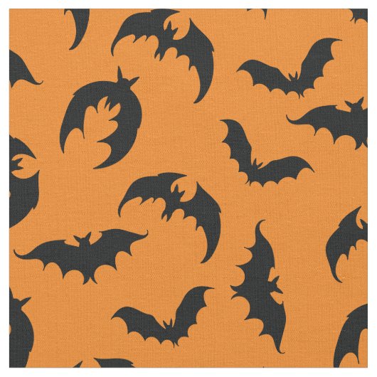 Bats Gothic Halloween Sinaasappel Stof (Close Up)