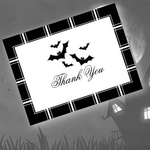 Bats Halloween Bedankt Black Briefkaart
